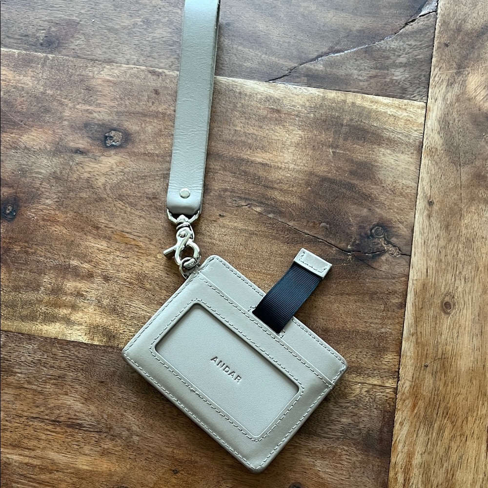 Andar Denner Beige Card Holder with Strap